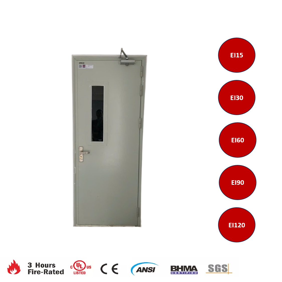 Cửa sắt 1 cánh có ô kính chống cháy EI60